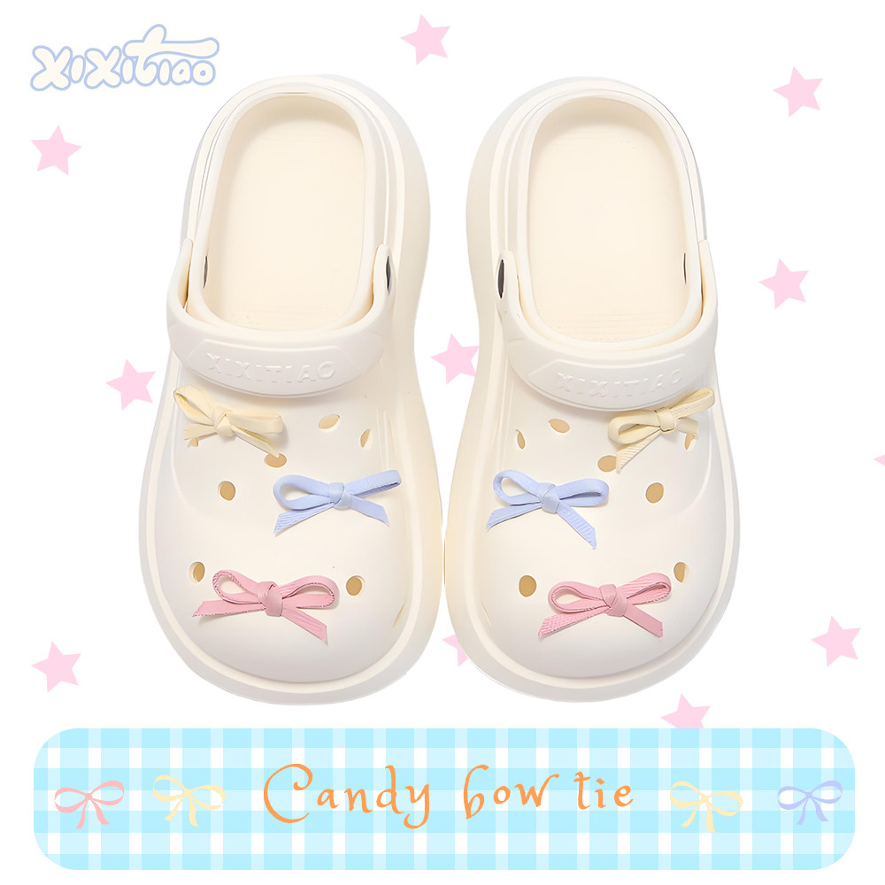 细细条 甜美蝴蝶结洞洞鞋女夏海边度假防滑厚底少女心沙滩鞋凉鞋,女鞋,洞洞鞋,淘宝优惠券,粉丝福利购,淘宝优惠卷