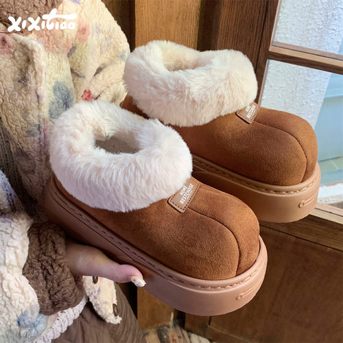 细细条小众时尚厚底雪地靴