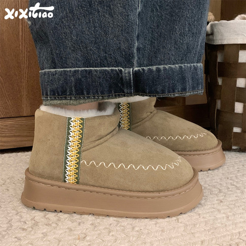 细细条民族风ins时尚东北棉鞋