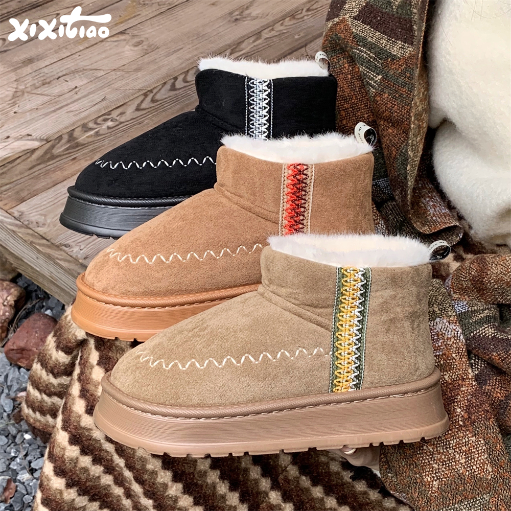 细细条高级感时尚民族风雪地靴