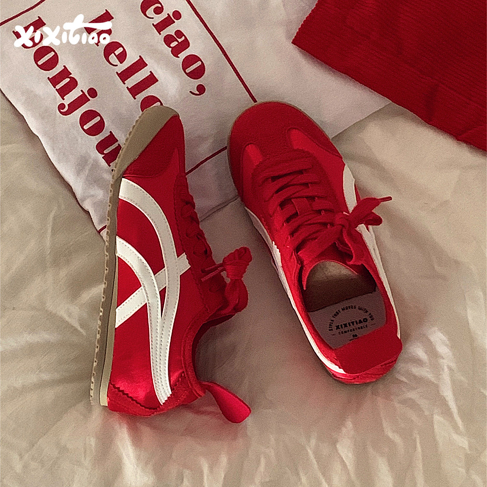 细细条 红色德训鞋女复古休闲百搭防滑内增高阿甘鞋秋冬时尚板鞋,女鞋,德训鞋,淘宝优惠券,粉丝福利购,淘宝优惠卷