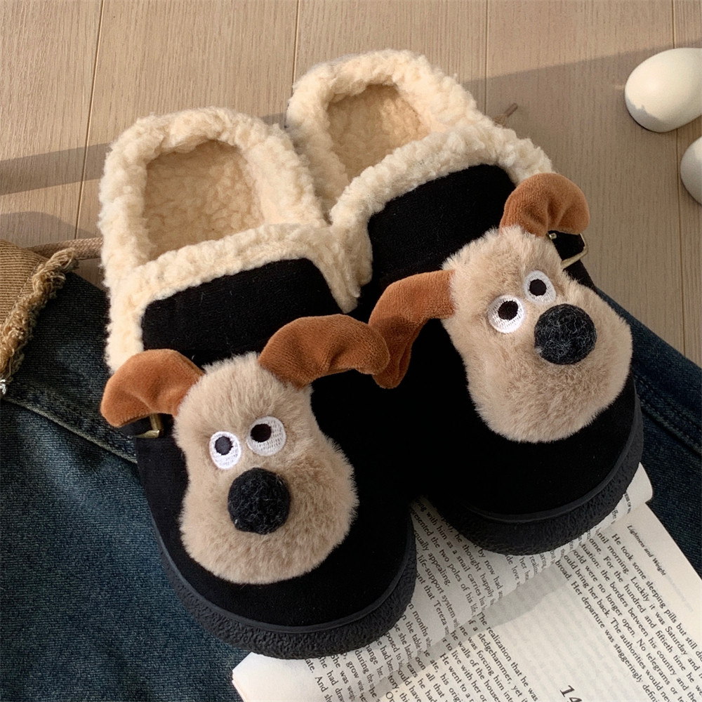 细细条 韩版百搭保暖加绒勃肯鞋冬季可爱狗狗外穿复古风半拖鞋女,居家布艺,居家棉拖/棉鞋,淘宝优惠券,粉丝福利购,淘宝优惠卷
