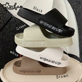 时尚 休闲男女一字拖鞋 潮酷英文字母情侣夏季 细细条 菱格凉拖鞋