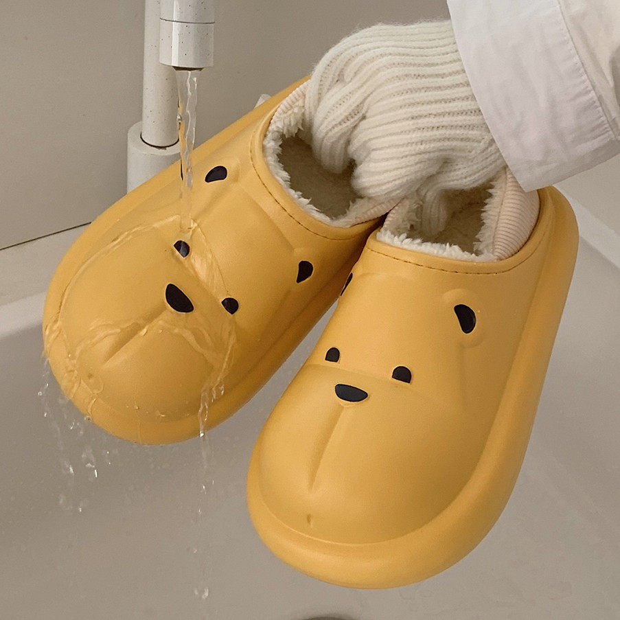 细细条 保暖居家可爱小熊防水壳子月子鞋男女冬可外穿亲子棉拖鞋,居家布艺,居家棉拖/棉鞋,淘宝优惠券,粉丝福利购,淘宝优惠卷