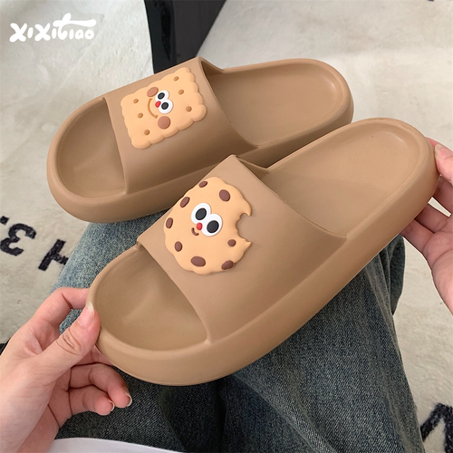 细细条软底创意可爱饼干拖鞋