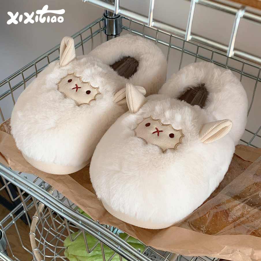 细细条 软萌小羊亲子居家毛毛鞋保暖防滑全包跟冬季可爱棉拖鞋女,居家布艺,居家棉拖/棉鞋,淘宝优惠券,粉丝福利购,淘宝优惠卷