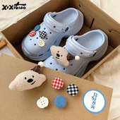 花diy装 配饰ins趣味创意可拆卸鞋 饰品 呆萌纽扣小狗洞洞鞋 细细条