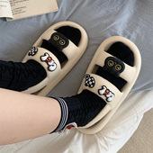 细细条 EVA踩屎感软平底学生度假沙滩鞋 甜酷风黑色小猫凉鞋 女夏季