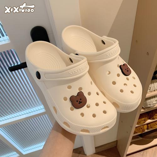 细细条户外软萌小熊情侣洞洞鞋