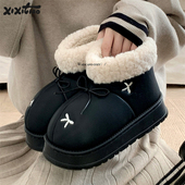 户外冬季 细细条 韩系蝴蝶结少女心厚底短靴保暖时尚 防水雪地靴女
