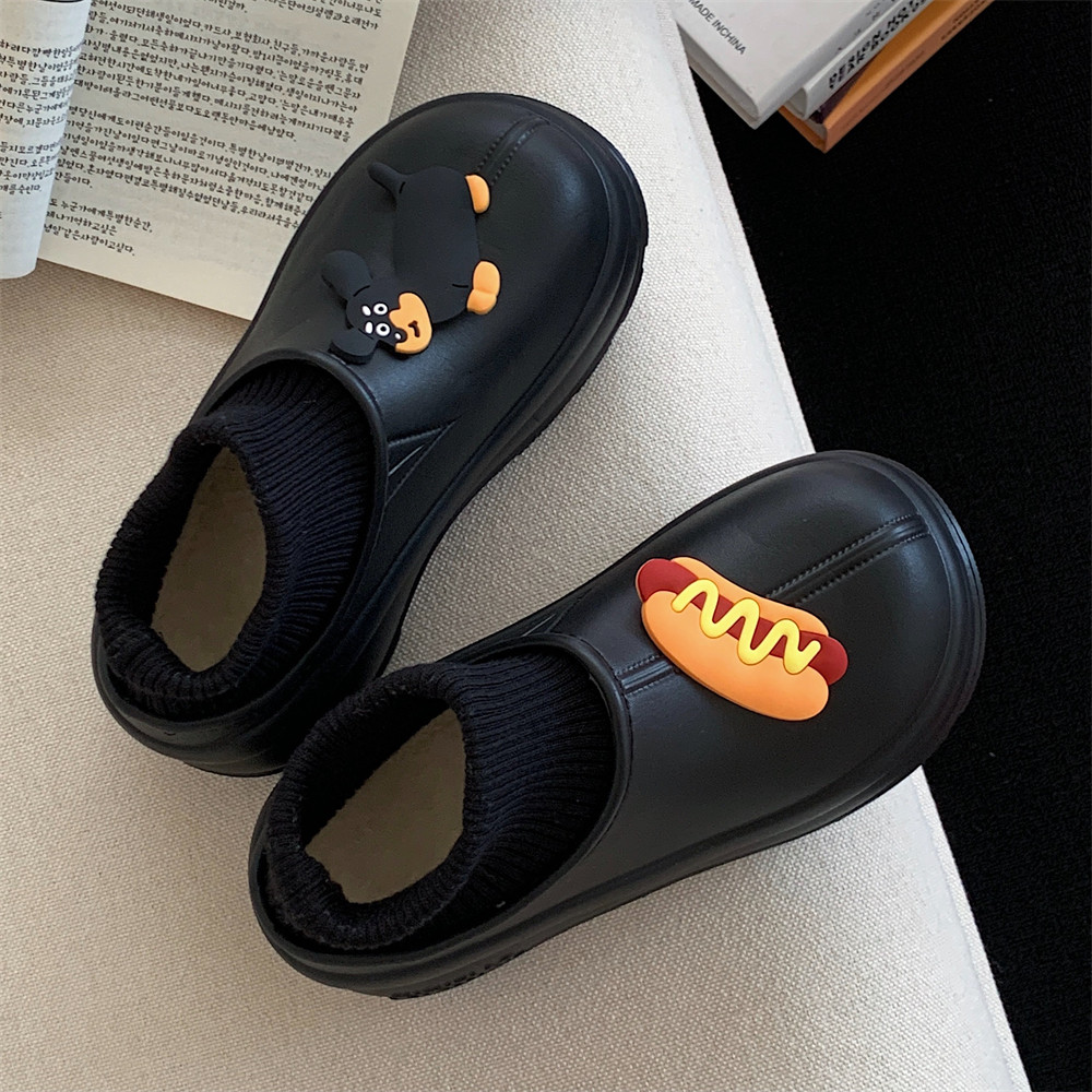 细细条 冬季街头时尚百搭厚底防滑防水棉鞋女趣味卡通狗狗雪地靴,女鞋,时尚雪地靴,淘宝优惠券,粉丝福利购,淘宝优惠卷