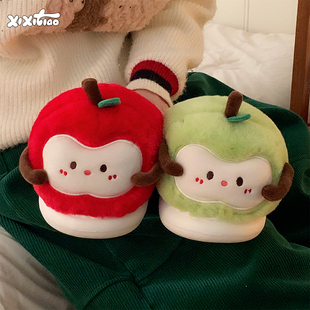 细细条 趣味鸳鸯红绿苹果居家鞋休闲百搭2025可爱防滑女冬棉拖鞋