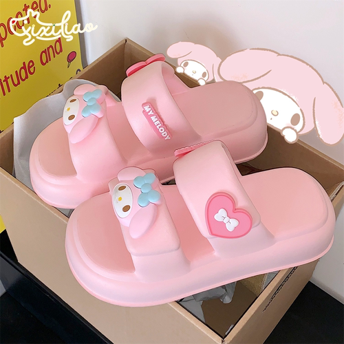 细细条少女心美乐蒂增高双带拖鞋