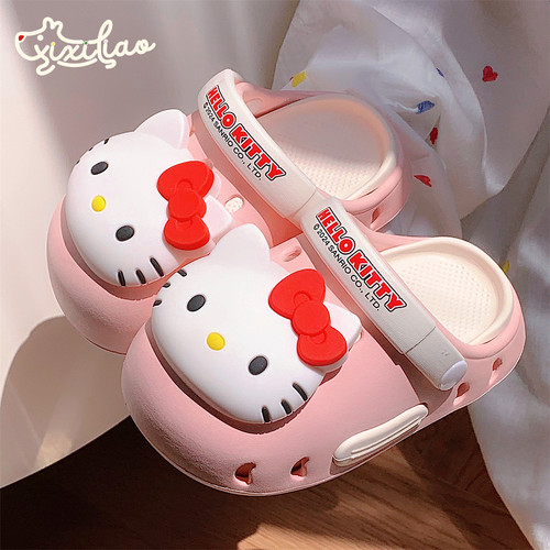 细细条可爱HelloKitty洞洞鞋
