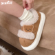 厚底懒人休闲冬季 外穿羊羔毛面包鞋 ins新款 细细条 可爱小熊板鞋 女