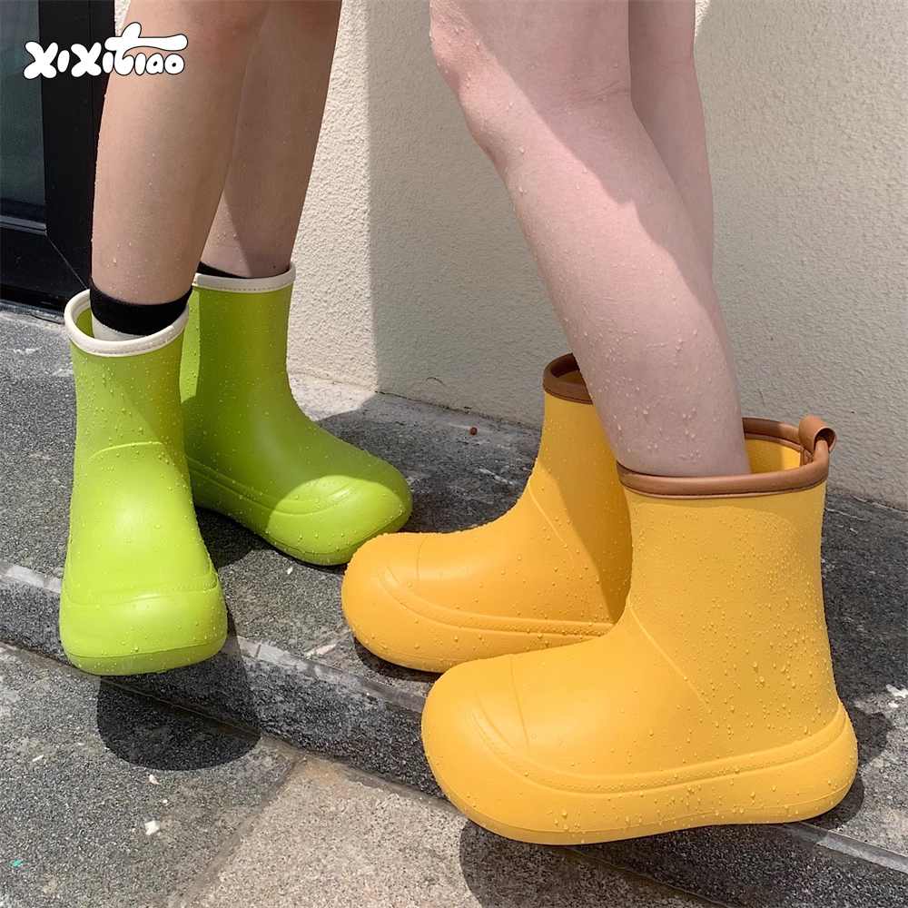 细细条亲子雨天户外防水雨鞋女图片