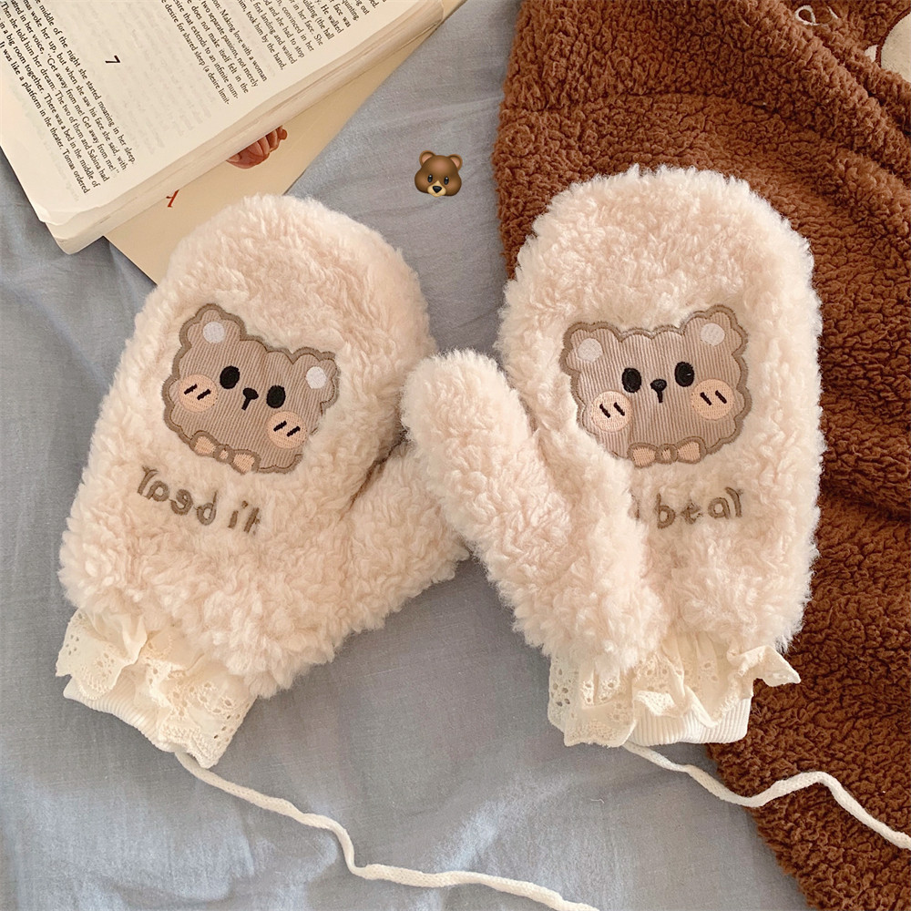 细细条 手套女冬天骑行保暖防寒少女心可爱小熊学生挂脖连指手套,服饰配件/皮带/帽子/围巾,手套,淘宝优惠券,粉丝福利购,淘宝优惠卷