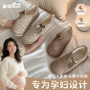 春秋复古碎花包跟棉鞋 透气防滑孕妇月子鞋 女 产妇十月薄款 细细条
