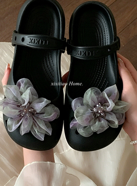 细细条紫色手缝花鞋子配饰鞋扣