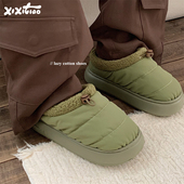 细细条 休闲简约棉拖鞋 室内外穿情侣加绒软底百搭男女束口懒人拖