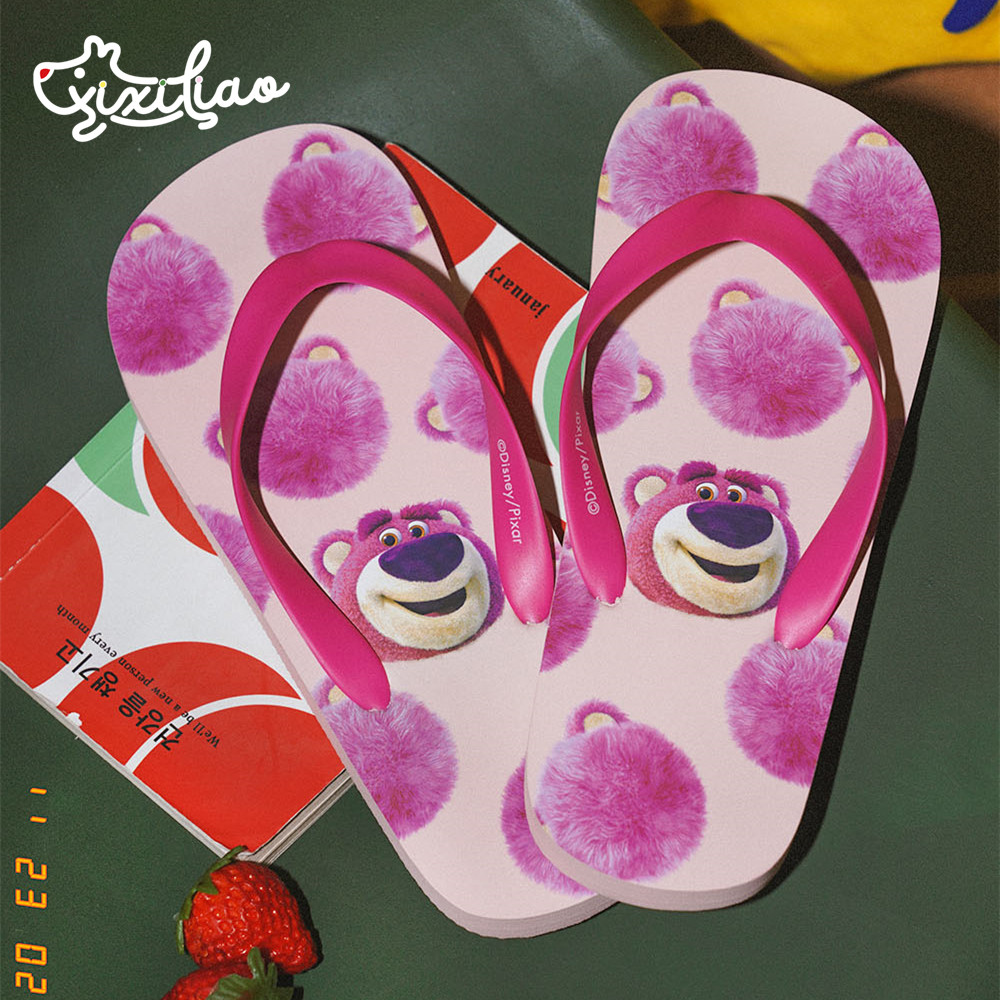 细细条 玩具总动员草莓熊人字拖女夏季海边防滑软平底夹脚沙滩鞋,女鞋,人字拖,淘宝优惠券,粉丝福利购,淘宝优惠卷