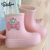 女童外穿防水迪士尼少女心亲子雨鞋 通用儿童雨靴胶鞋 四季 细细条