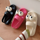 细细条 夏 搞怪可爱大眼睛凉鞋 户外百搭防滑踩屎感EVA沙滩鞋 女个性