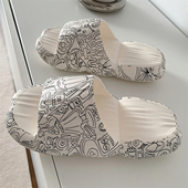 防滑踩屎感居家凉拖鞋 细细条 涂鸦街头风拖鞋 女夏季 韩版 ins潮个性