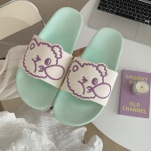 女夏韩系ins少女心可爱卡通软底防滑学生家用室内鞋 细细条 凉拖鞋