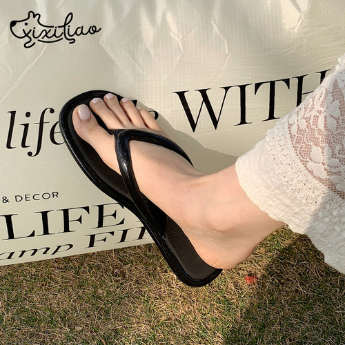 细细条法式高级感拼色女士人字拖