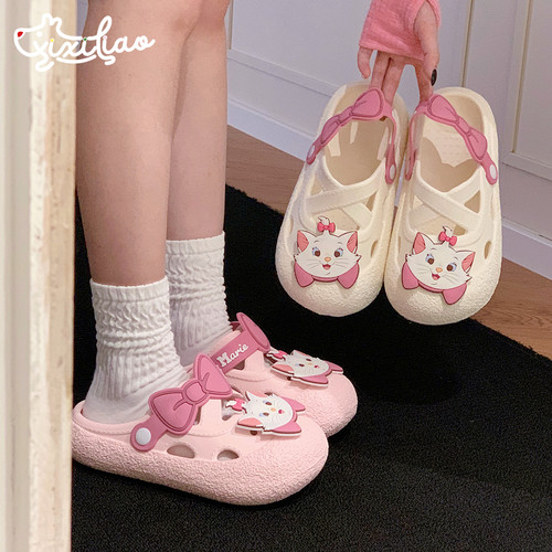 细细条少女心可爱玛丽猫洞洞鞋