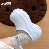 细细条 ins 春夏女休闲外穿增高一脚蹬包头半拖鞋 懒人厨师鞋 穆勒鞋