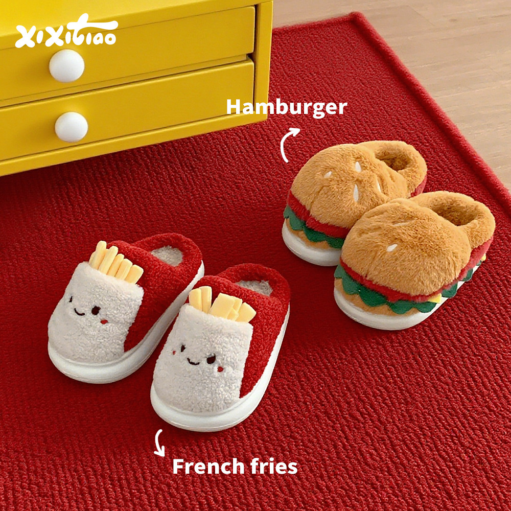 细细条 ins可爱汉堡薯条儿童棉拖鞋冬保暖亲子一家三口居家鞋男女,童鞋/婴儿鞋/亲子鞋,儿童棉拖鞋,淘宝优惠券,粉丝福利购,淘宝优惠卷