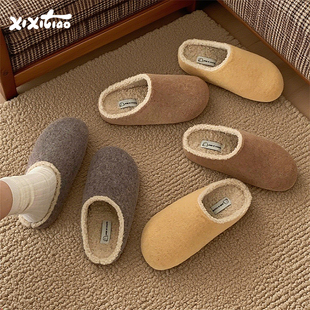 勃肯棉拖鞋 百搭秋冬可爱加绒保暖土豆鞋 ins 懒人一脚蹬女鞋 细细条