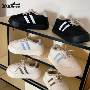 外穿棉鞋 细细条 潮酷休闲系带冬季 百搭厚底运动风板鞋 女 街头时尚