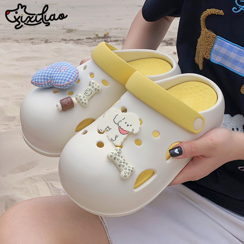 细细条 户外海边防滑可爱小狗狗夏季款洞洞鞋厚底防滑沙滩凉拖女,女鞋,洞洞鞋,淘宝优惠券,粉丝福利购,淘宝优惠卷