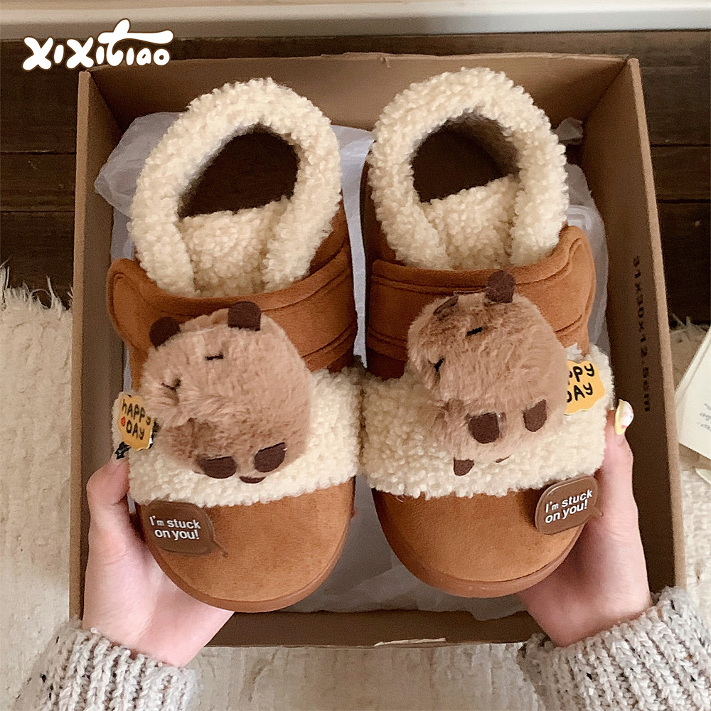 细细条丑萌卡皮巴拉水豚棉鞋