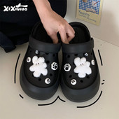 两穿女士户外包头凉拖鞋 细细条 夏eva百搭时尚 毛绒小兔洞洞鞋 个性