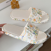 女夏ins韩版 细细条 可爱卡通涂鸦拖鞋 室内居家用防滑浴室洗澡凉拖