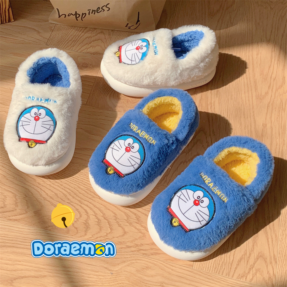 细细条叮当猫儿童可爱保暖棉拖鞋