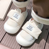 细细条 2025学生百搭保暖加绒加厚魔术贴板鞋 圆头面包棉鞋 女冬季