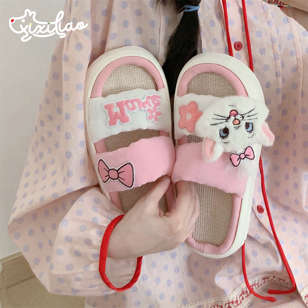 细细条 少女心厚底居家地板鞋春夏迪士尼可爱仙女风亚麻拖鞋女ins,居家布艺,居家亚麻拖鞋,淘宝优惠券,粉丝福利购,淘宝优惠卷