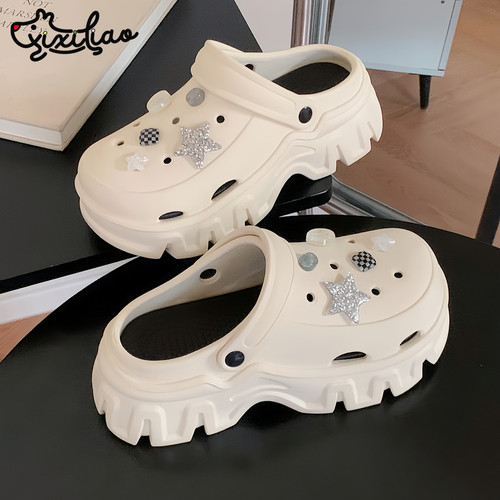 细细条EVA增高厚底包头凉拖鞋