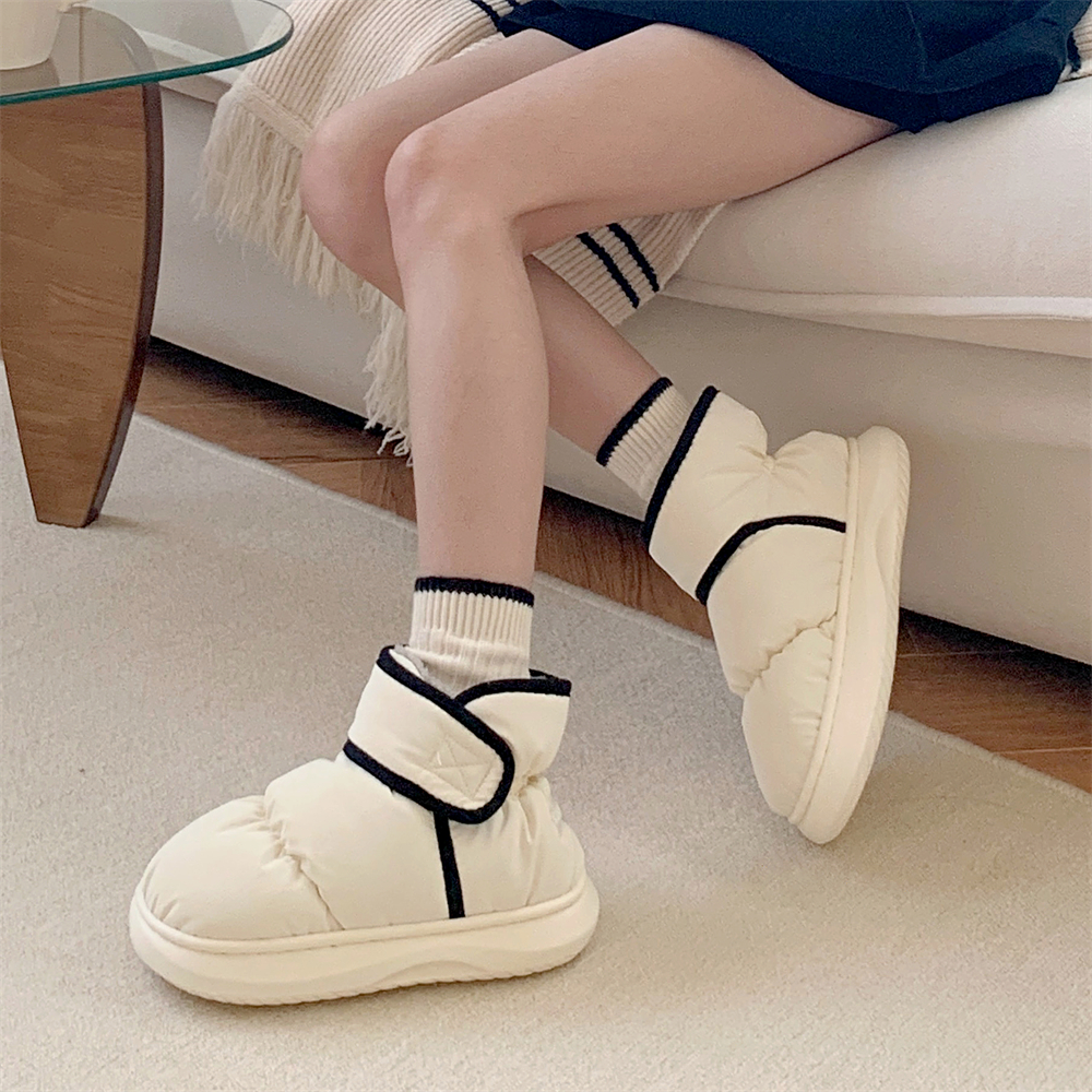 细细条时尚拼色百搭保暖雪地靴