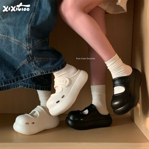 细细条外穿防滑玛丽珍凉拖鞋