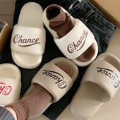细细条 外穿踩屎感防滑软厚底凉拖ins潮 男女夏季 美式 复古英文拖鞋