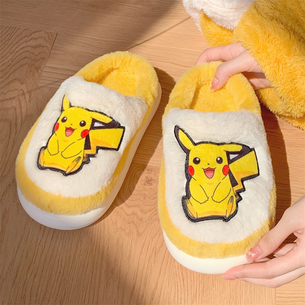 细细条可爱皮卡丘情侣居家棉拖鞋