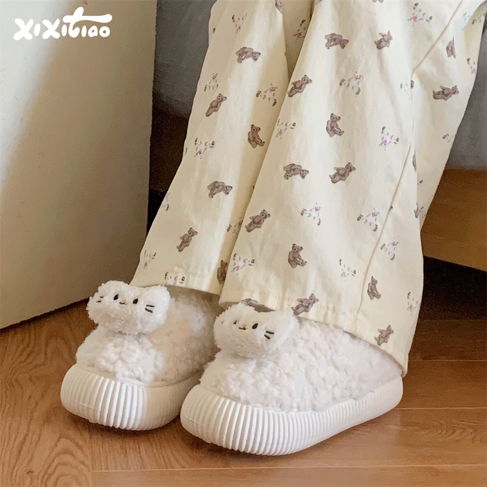 细细条 休闲学生毛毛鞋外穿棉鞋女百搭保暖冬季可爱小猫咪面包鞋,女鞋,棉鞋,淘宝优惠券,粉丝福利购,淘宝优惠卷