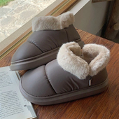 男士 冬季 外穿防水棉鞋 细细条 短筒靴加绒加厚保暖情侣时尚 雪地靴