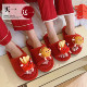 冬新婚喜庆红色毛毛鞋 细细条 买一送一本命年可爱情侣棉拖鞋 男女